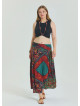 Red Plus Size Skirt with Elastic Waist and Drape Detail 4599